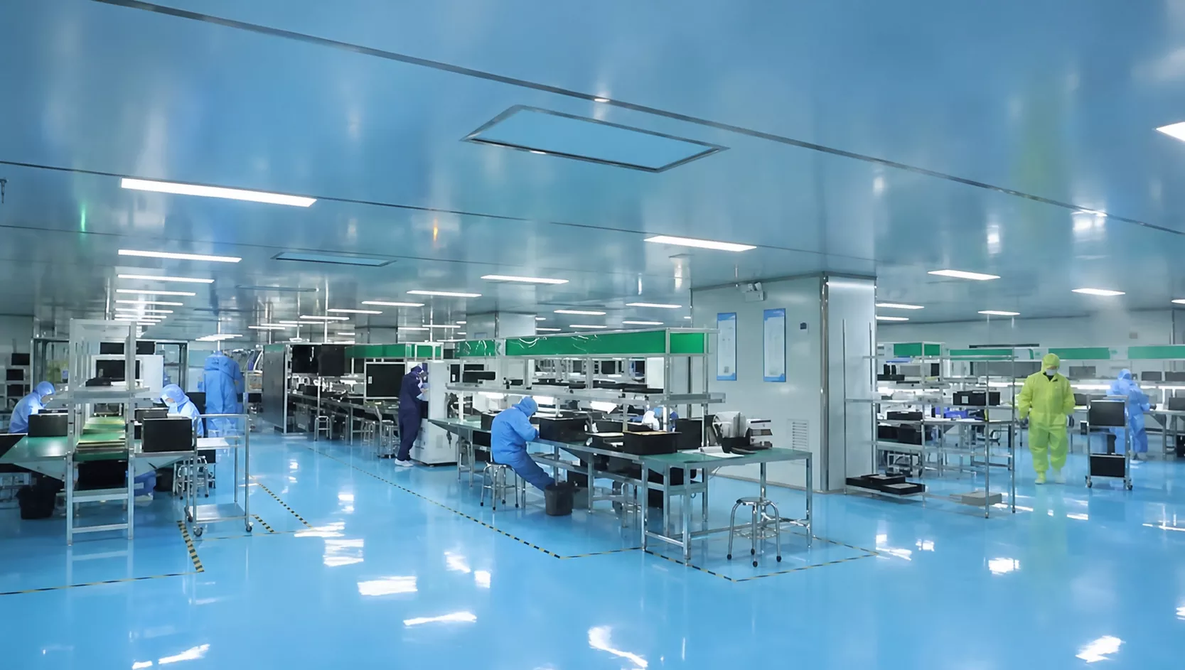 Victronix cleanroom display production workshop