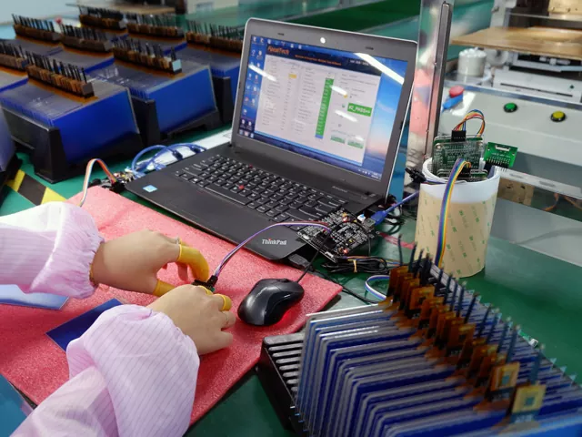 Victronix engineer evaluating and testing customized display modules