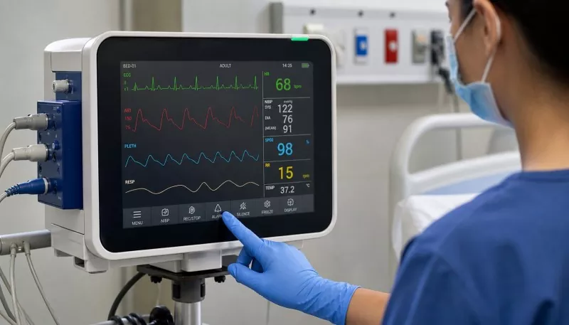 Small reference scene showing a bedside patient monitor